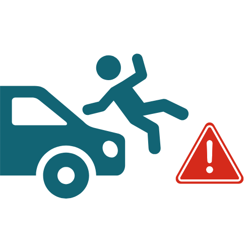 Wypadek z udziałem osoby pieszej na drodze poza przejściem dla pieszych w Niemczech.